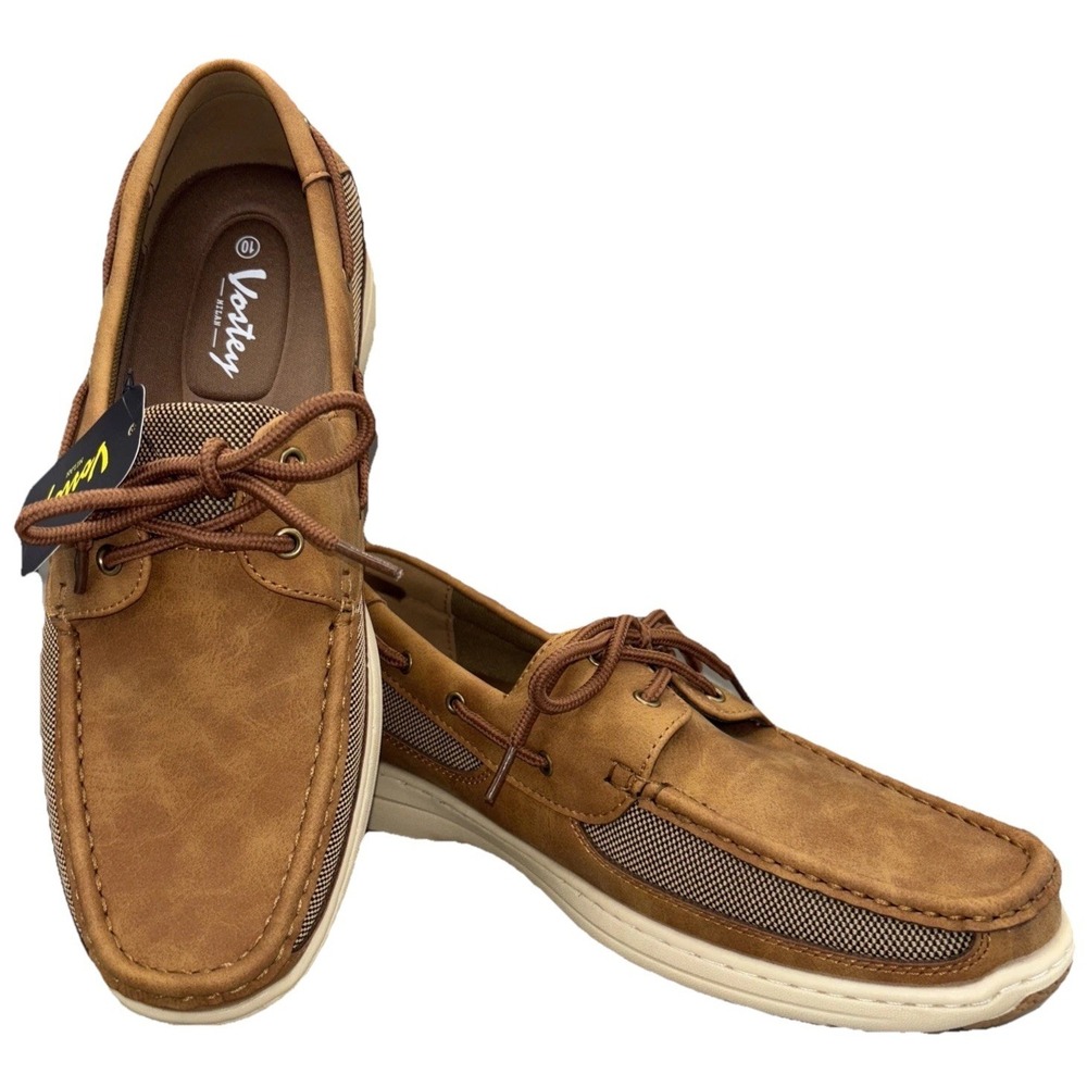 NEW Vostey Casual Loafer Boat Shoes Men's Size 10 Brown Slip On Weekend Vacation